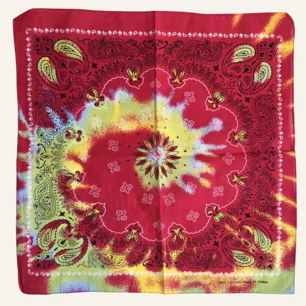 Rotes Tie Dye Bandana Damen Boho Halstuch | Festival Paisley Bandana Batik