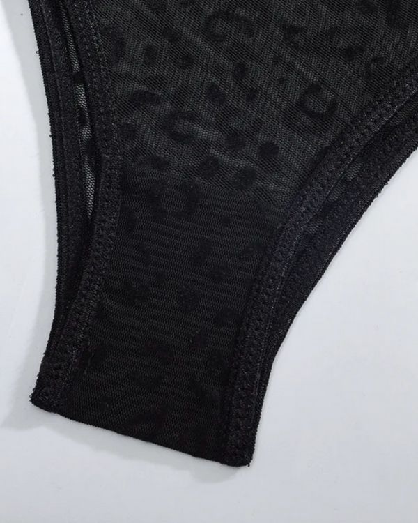 Unterhose String Tanga Details - schwarzes Leopard Muster Unterhose String 
