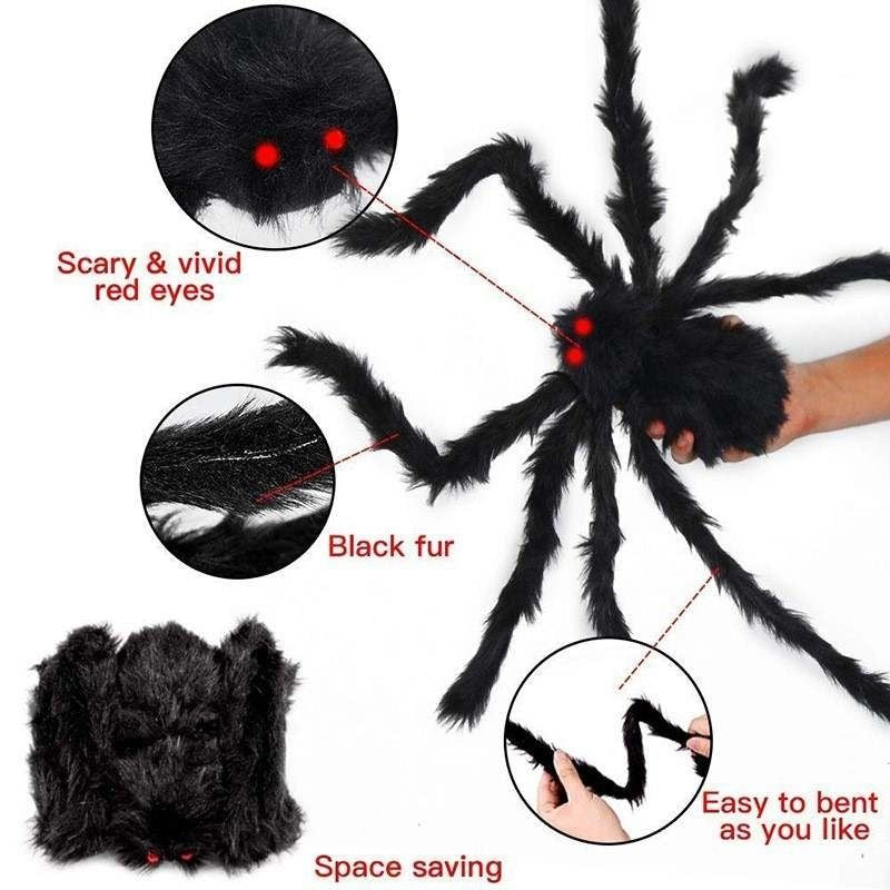 XXL Grusel Spinne für Halloween Dekoration - Gruselige schwarze grosse Spinne 
