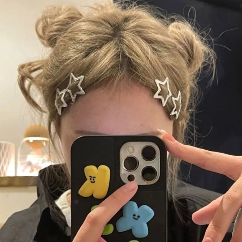 Haarspangen Silber Stern - 10er Set Mini Haarclips Damen