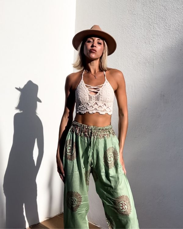 Grüne Goa Om Hose Sacred