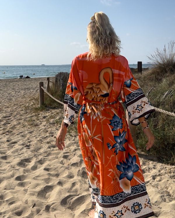 Kimono Happy Flamingo Flowers