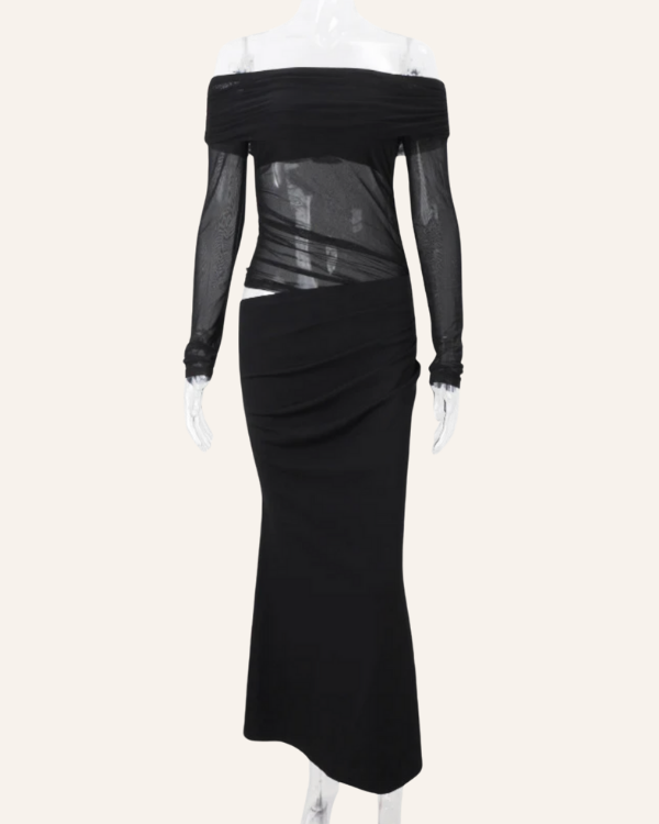 Elegantes Damenkleid Sommer schwarz - Cut-Out Schulterfreies Kleid
