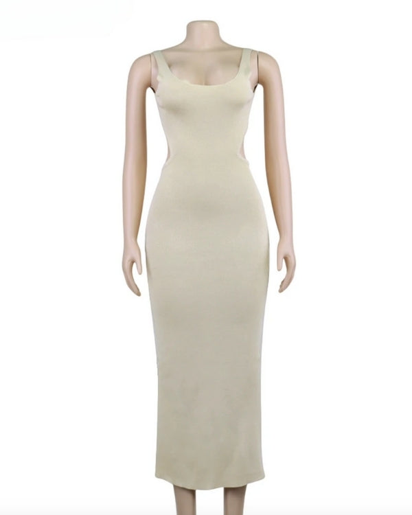 Modisches Sommerkleid „Nikolina“ für Damen - Beiges langes Kleid