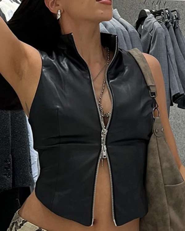 Raver Kunstleder Top Moonlit