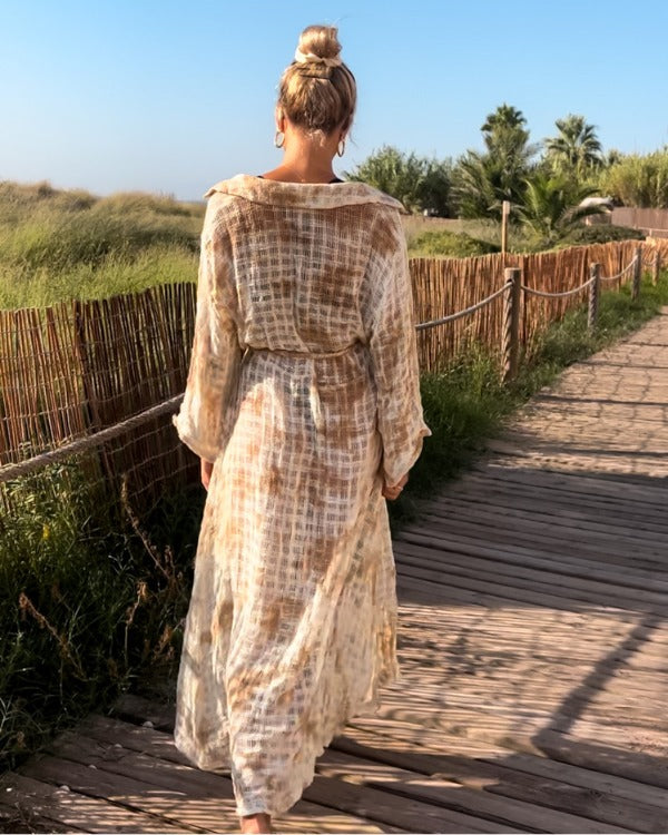 Strick Boho Häkel Kimono - Batik Strickkimono - Strand Beach Kleid