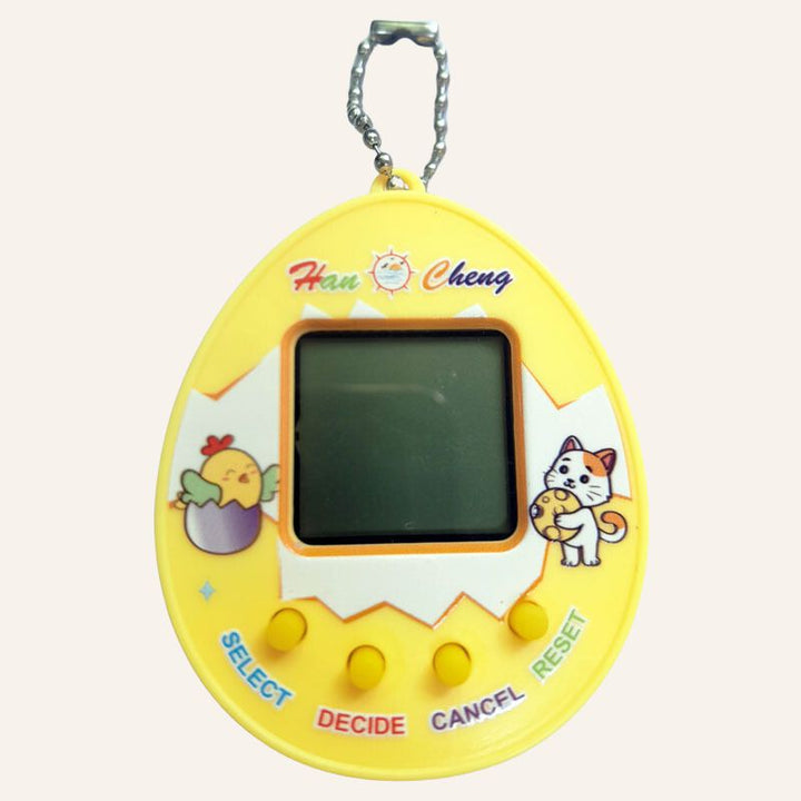 Gelber Spielzeug Tamagotchi, dein virtuelles Haustier