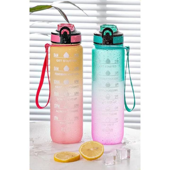 Wasserflasche mit motivierenden Markierungen