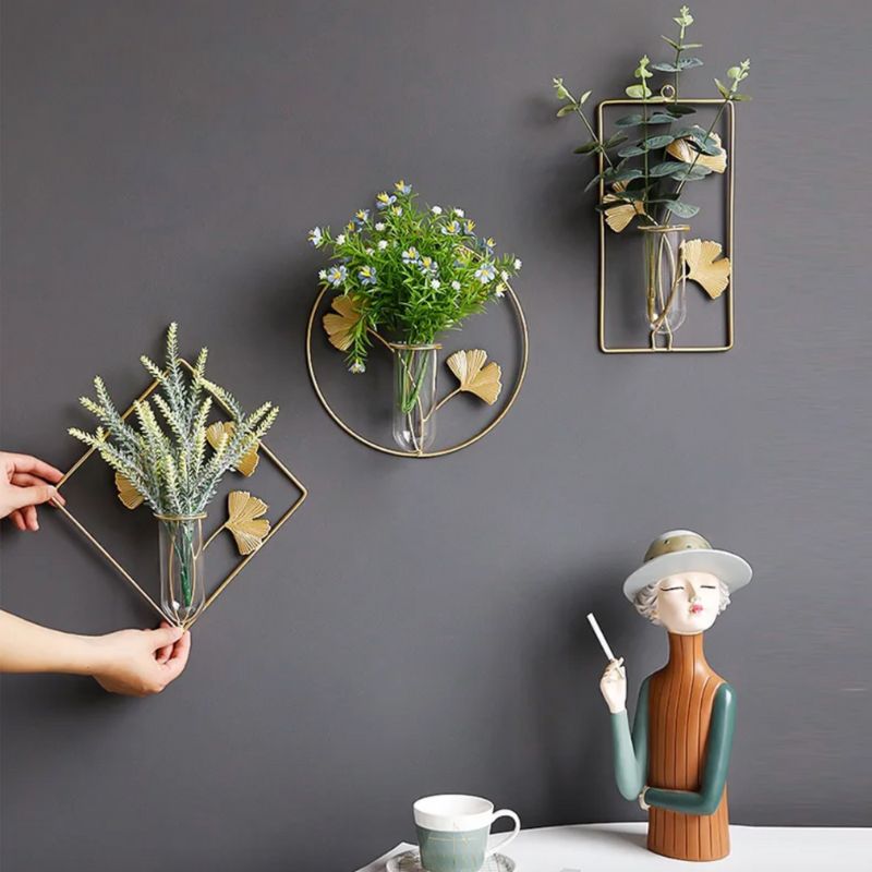 Dreiteiliges Wanddekorations-Set Mit Kunstpflanzen  Wandvase &  Pflanzenwand Fr Bro, Wohnzimmer & Garten