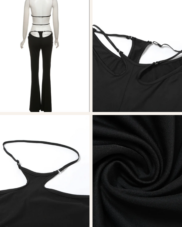 Cut-Out Party Set Damen Fashion Look | Hose und passendes Crop Top