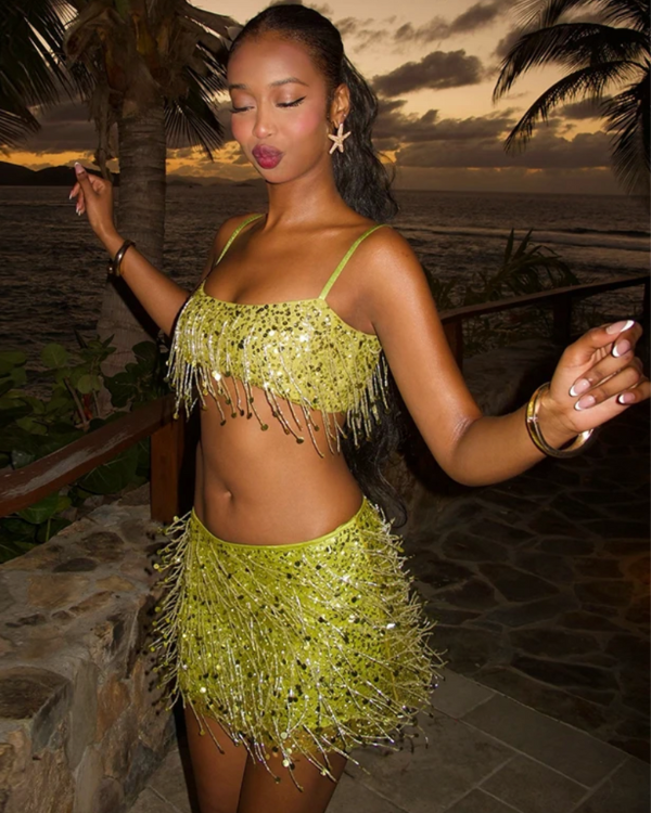Glitzer Zweiteiler Set Lime Sparkle