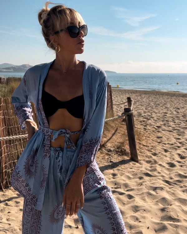 Blaues Om Set Hose & Kimono Elysia