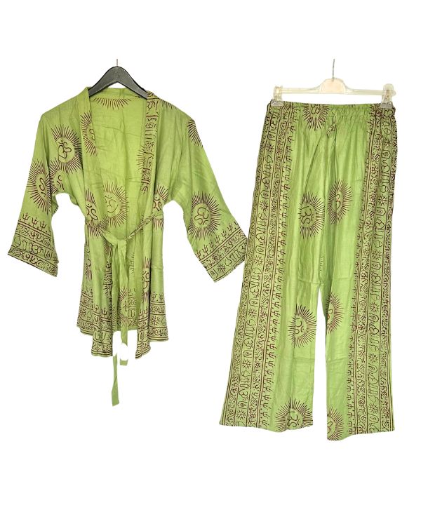Grünes Om Set Hose & Kimono Aroha