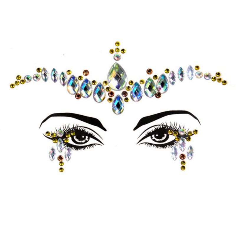 Selbstklebende Glitzersteine fuer Stirn und Augen - Kristall Strasssteine Festival Glitzer Make-Up