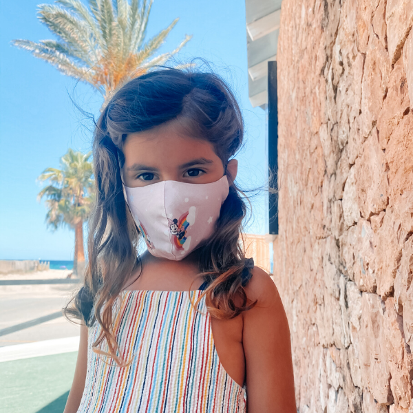 Kinder Stoffmaske Minnie Mouse Rainbow