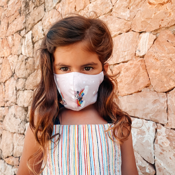 Kinder Stoffmaske Minnie Mouse Rainbow