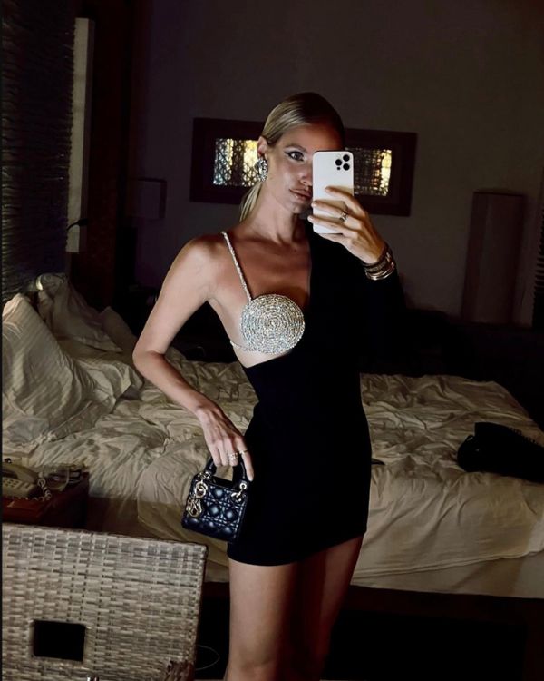 Bodycon Kleid mit Glitzer Diamanten Brust