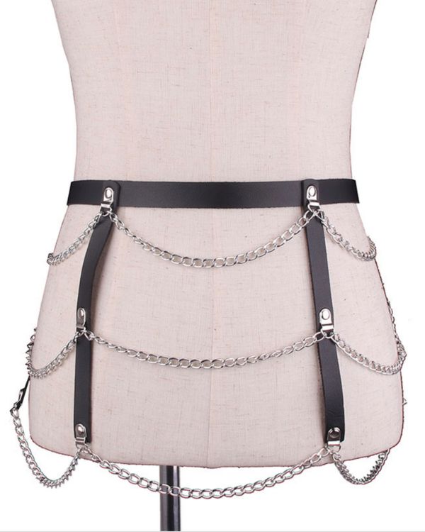 Harness Rock aus Ketten und Kunstleder Gurt - Festival Accessoires