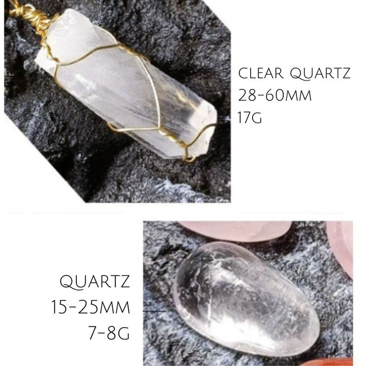 Klarer Quartz als Halskette Anhaenger und Stein Quartz fuer dein Zuhause