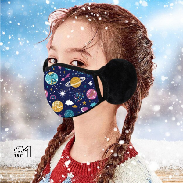 Ohrenwärmer Kindermaske Dino Planet