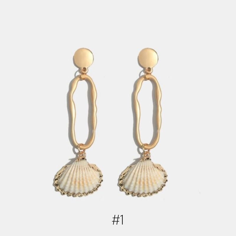 Goldene Ohrringe mit Muscheln - Elegante Beach Style Modeschmuck Ohrringe
