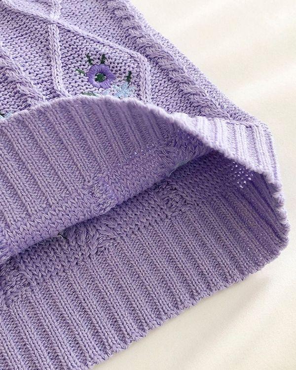 Violettes Flieder Crochet Crop Top Gestrickt