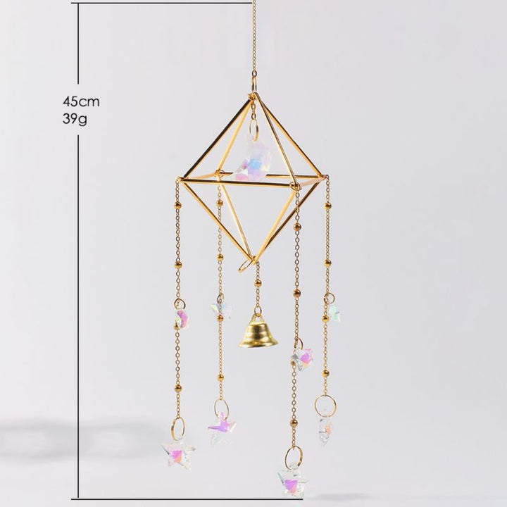 Suncatcher in goldener quadratischer Form mit Mond und Stern Symbolen