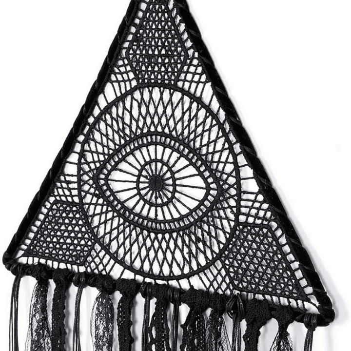 Schwarzer Dreamcatcher mit gewebtem Auge - Boho Home Style