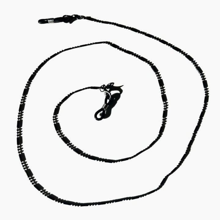 Leichte feine Brillenkette aus kleinen schwarzen Perlen - Maskenkette und Brillenkette in Einem