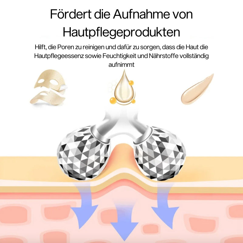 Y-förmiger Gesichtsroller in glänzendem Silber für entspannende Hautpflege