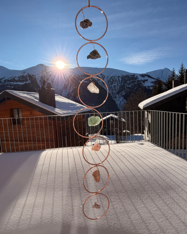 Chakra Wandhänger Fenster Hänger mit Chakra Mineralsteinen 