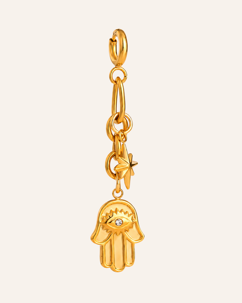 Goldener Bikini Anhänger Fatima Hand mit Schutzauge