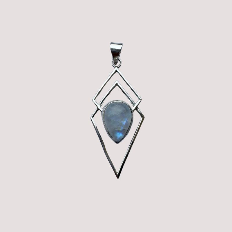 Geometrischer Anhänger aus 925 Sterling Silber mit Mondstein
