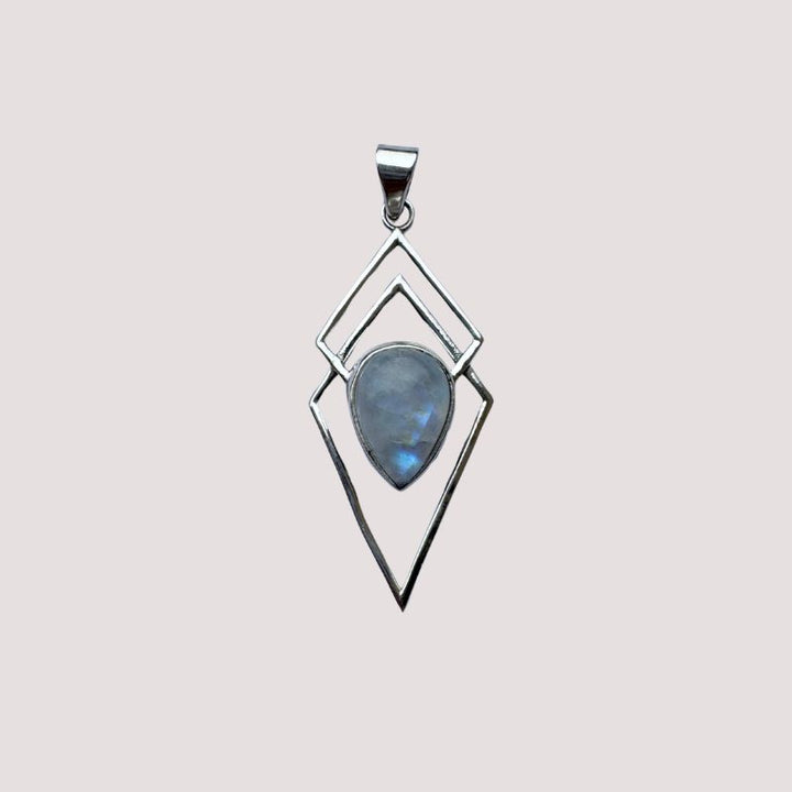 Geometrischer Anhänger aus 925 Sterling Silber mit Mondstein