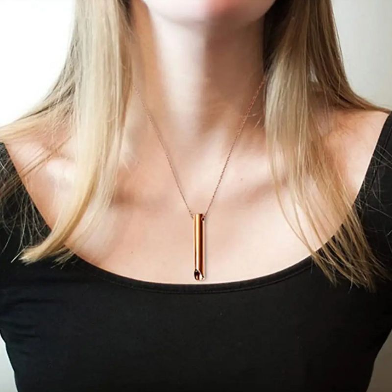 goldene Halskette mit Atmungsanhänger - Meditation Atmung - Stressabbau - Raucherentwöhnung 