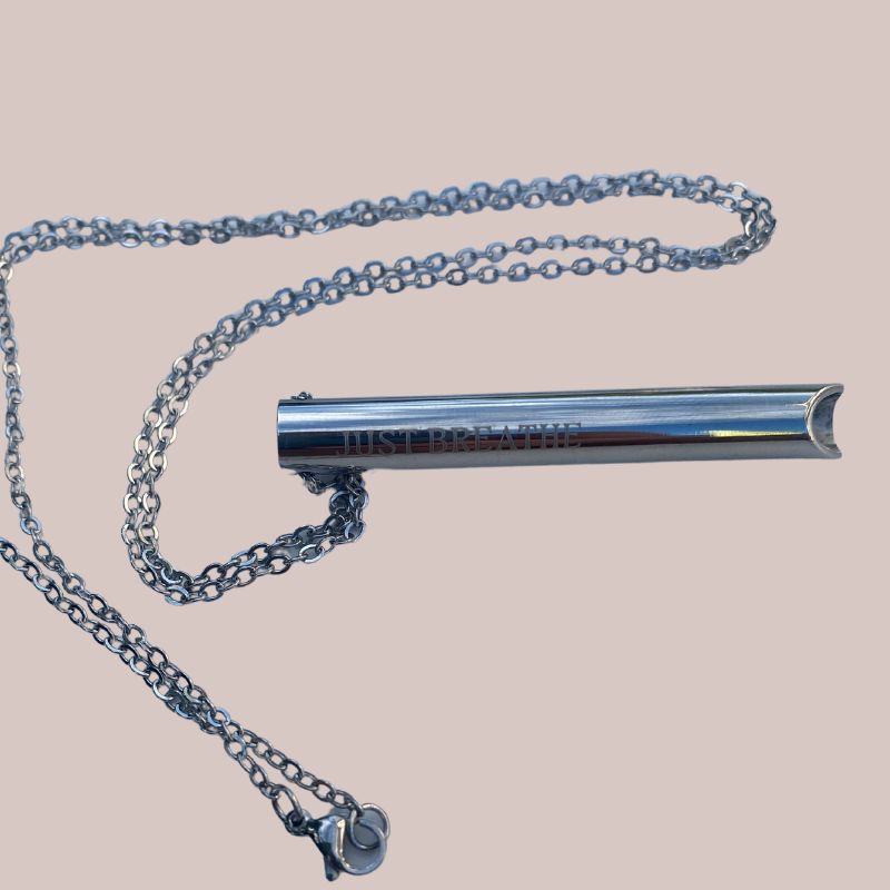 Silberne Atmungskette, Rauchstopp Kette dank bewusstes atmen - Just Breathe Charly Anti-Stress Kette 