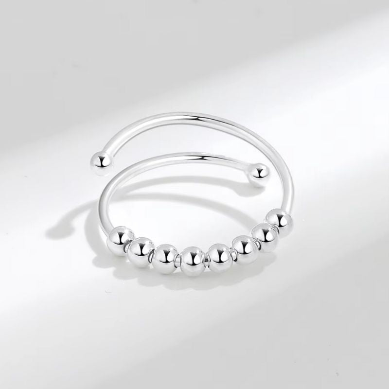 Anti-Stress Fingerring mit beweglichen Perlen - Sterling Silver 925
