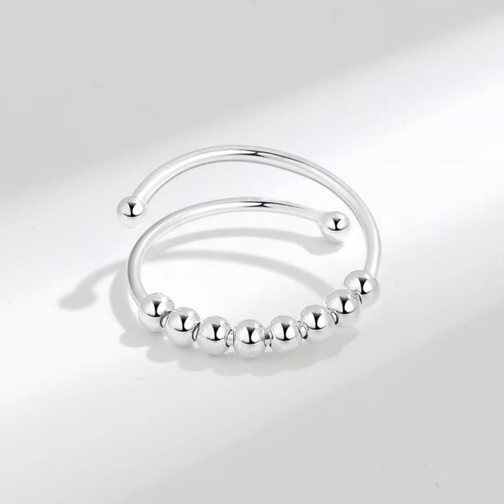 Anti-Stress Fingerring mit beweglichen Perlen - Sterling Silver 925