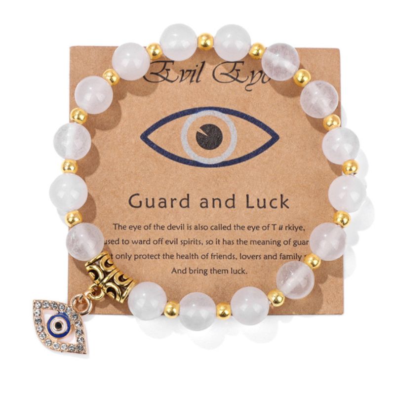 Weisses Goldenes Armband mit Evil Eye Auge Anhänger