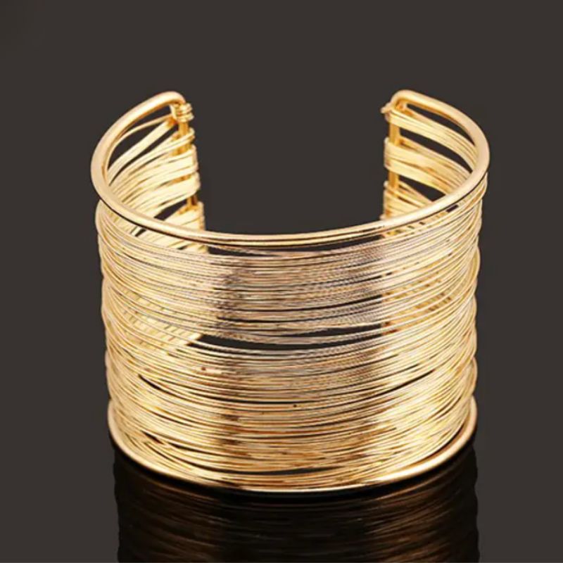 Offener Armreifen | Metall Arm Cuff Armreifen in gold