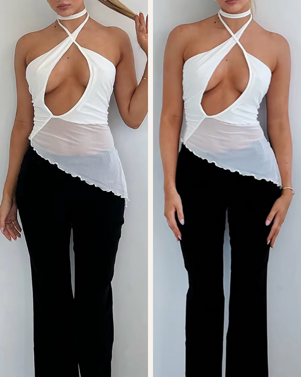 Elegantes Party Top für Damen - Asymmetrisch und mit Cut-Out 