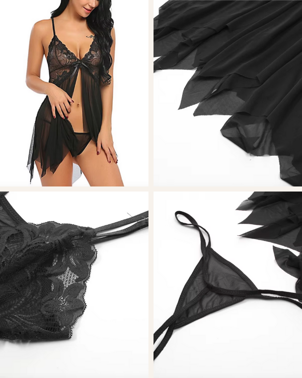 heisse Damen Nachtwäsche Babydoll inklusive String Tanga 