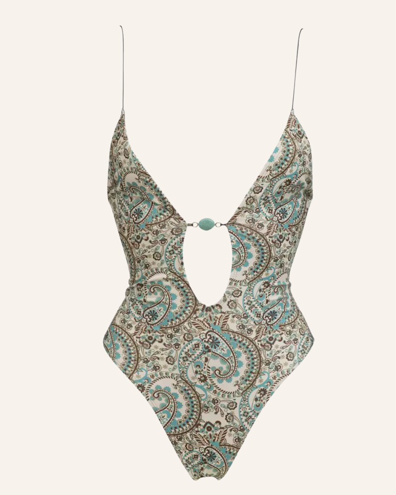 Sommerlicher Badeanzug Damen - Badeanzug mit Schmuckdetail