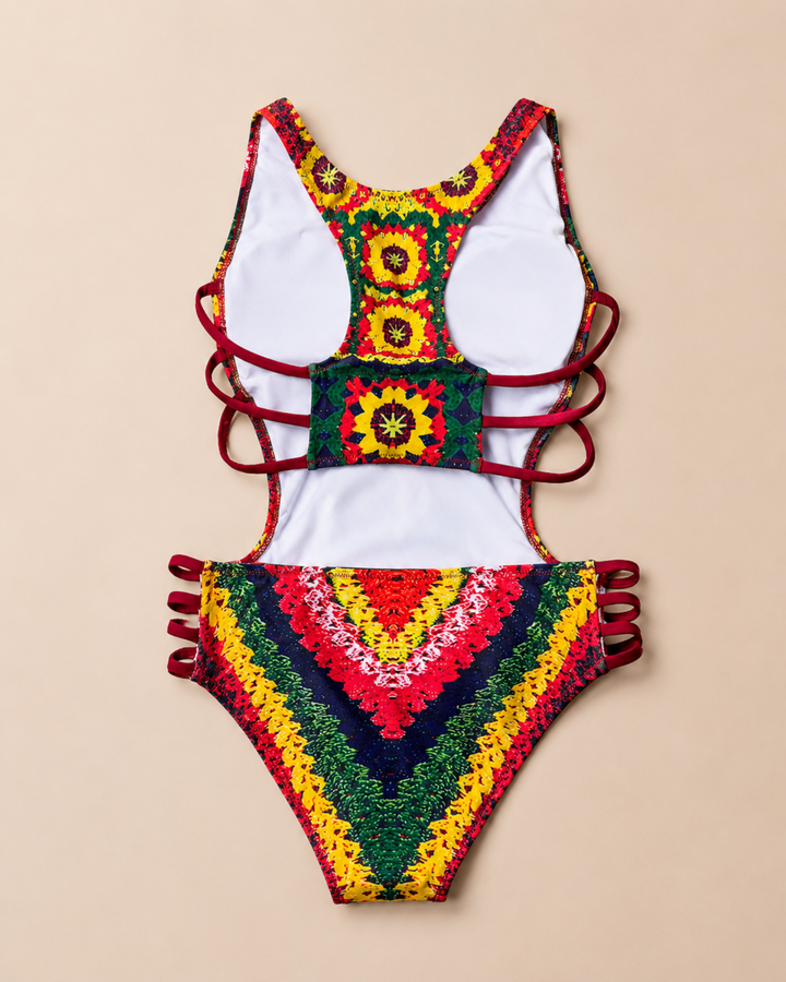 Boho Bademode für Ibiza Urlaub | Damen Badeanzug mit V-Ausschnitt