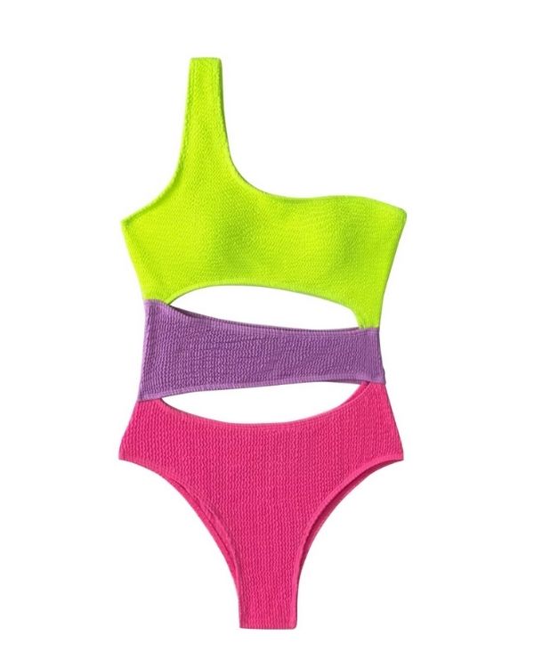 Attraktives Monokini-Badekleid mit sportlichem Design und Farbakzenten