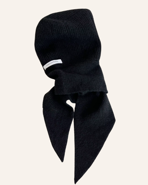 Schwarzer Trendiger Balaclava Schal | Strick Balaclava Schal-Mütze 