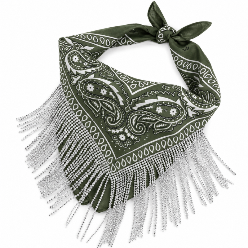 Bandana-Halstuch in dunkelgrün als funkelndes Accessoire zum Festival-Outfit