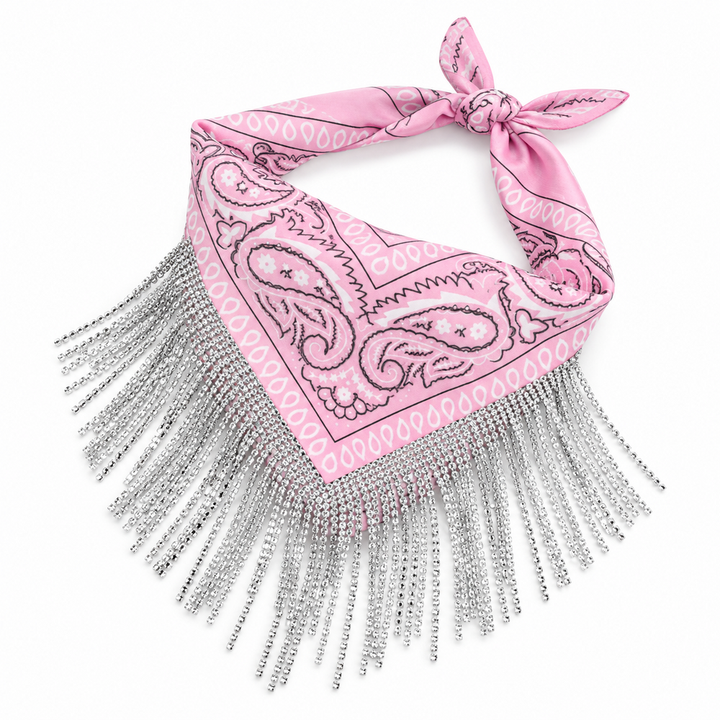Rosa Bandana Halstuch mit Glitzerfransen 