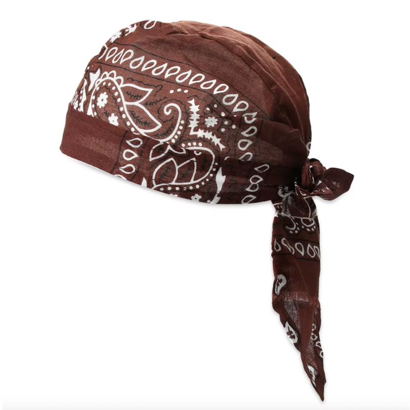 braunes Baumwolle Bandana Kopfbedeckung mit Paisley Muster 