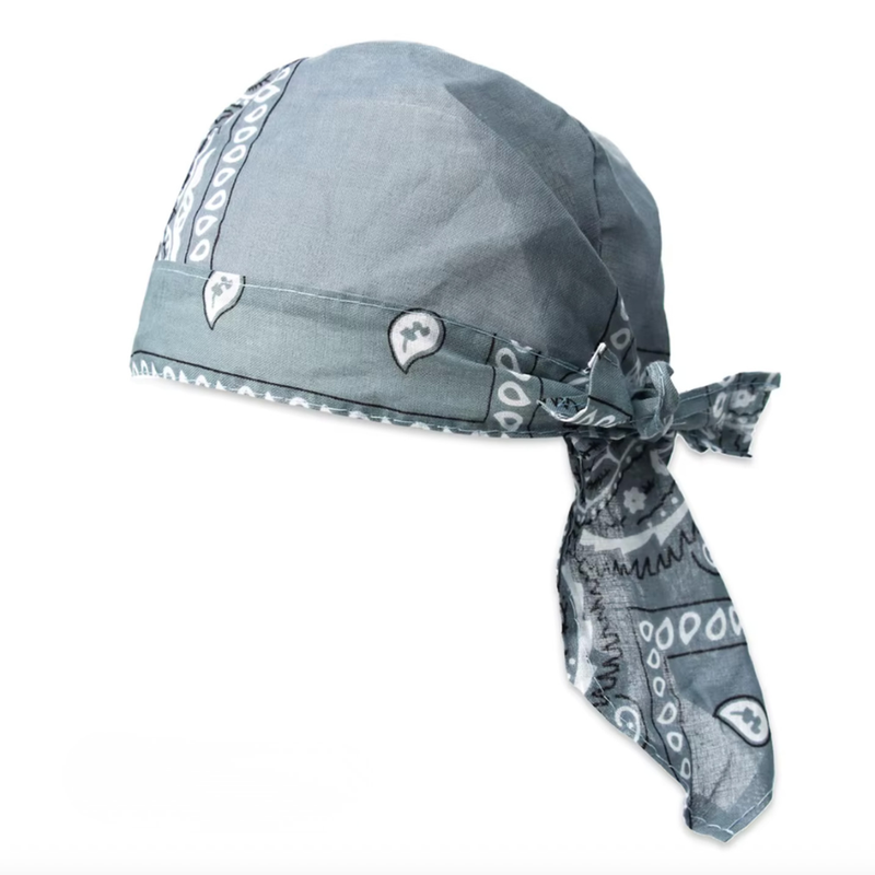 graues Bandana aus Baumwolle | Kopfbedeckung mit Paisley Muster 